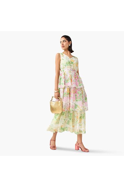 2Xtremz 2Xtremz Floral Print Sleeveless Dress with V-neck and Tie-Up Belt