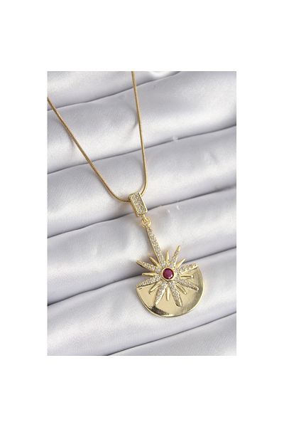 Skygo 316L Steel Gold Color Zircon Stone Star Model Women's Necklace - Tj-Bko9518
