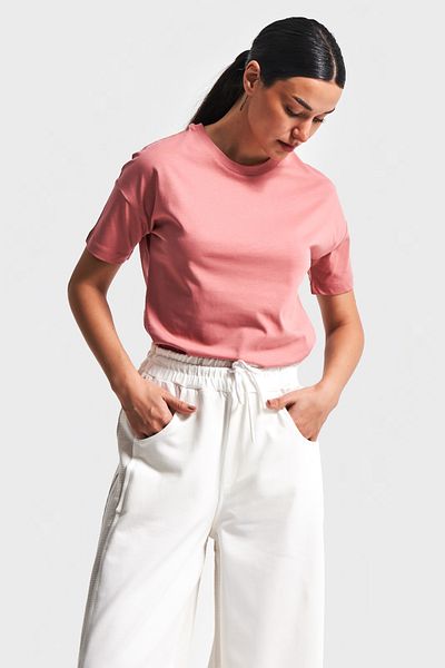 its basic Tricou de damă Dusty Rose Color S5-104 100% bumbac de bază cu decolteu