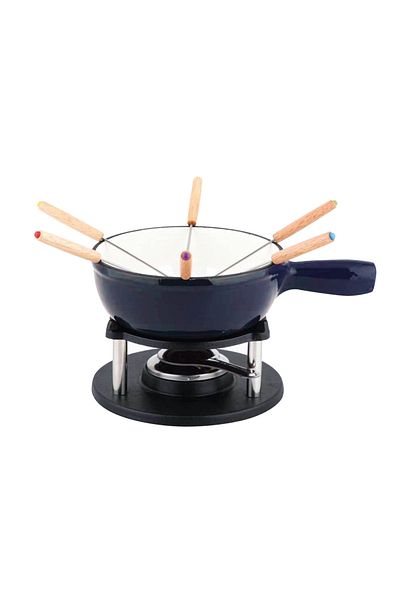 Carl Schmidt Sohn Cast iron fondue set ALPEN blue