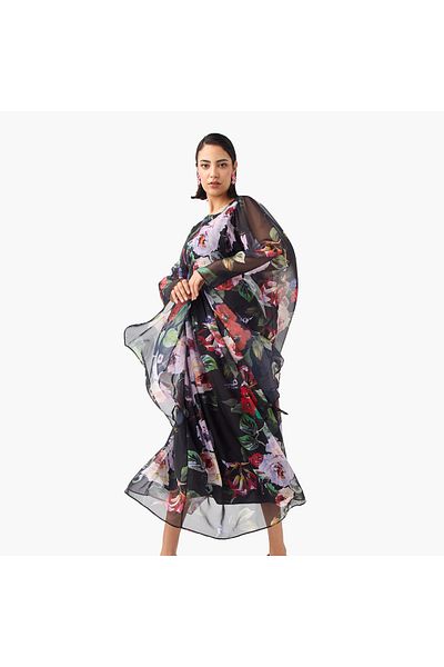 2Xtremz 2Xtremz Floral Print Dress with Volume Sleeves