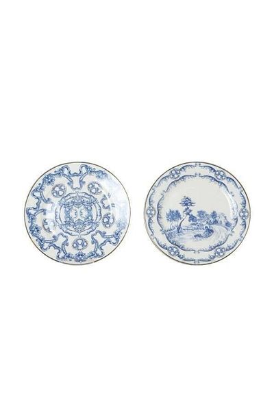 Lucky Art Florance Bone China Porcelain Blue and White Baroque Patterned 4-Piece Cake Plate 20 cm Lyhd 600