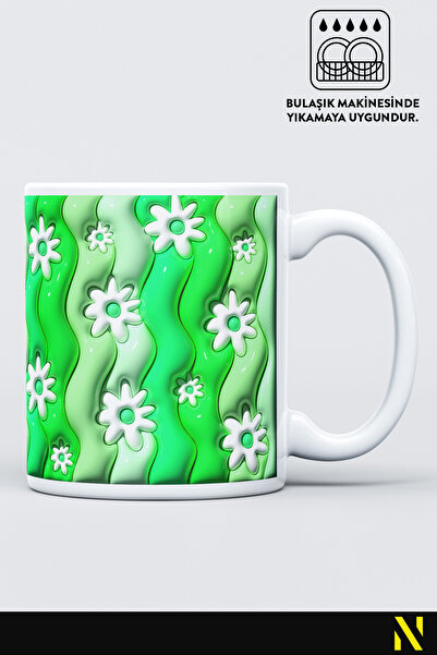 nilizma Flower Patterned Colorful Mug – 330 ml Mug |   Stylish and Durable Design