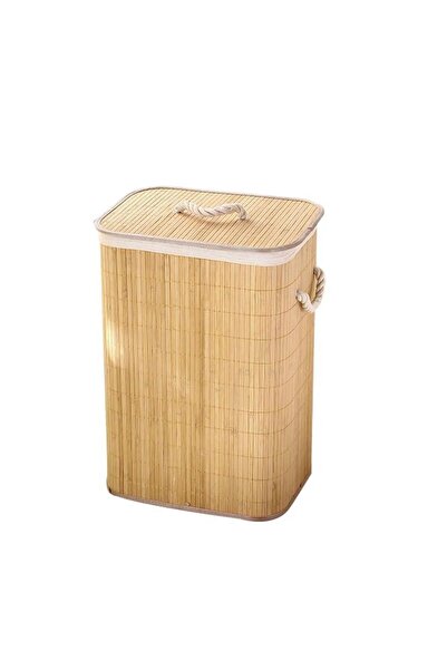 Tiffany Hasır Çamaşır Sepeti Kare Kirli Çamaşır Sepeti İpli Naturel Doğal Hasır