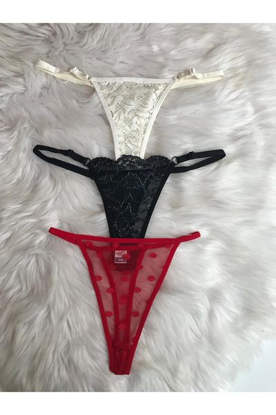 COLOR DE PIEL 3-Piece Women's Thong Panties Combination