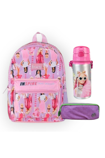 Barbie Anaokul Çantası , Çift Gözlü kalemlik - Barbie Aluminyum Pipetli Matar...