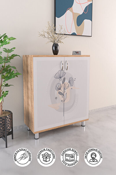 Hediyeler Kapında Bouquet 4 Raflı Ayakkabılık Antre Hol Çok Amaçlı Ayakkabı Dolabı Ahşap