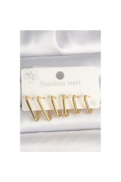 Skygo 316L Steel Gold Color Triangle Model Women's Earring Set - Tj-Bkp10350