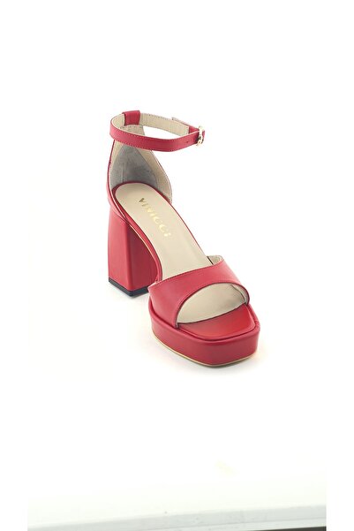 VİNİCCİ AYAKKABI Genuine Leather Platform Red Shoes