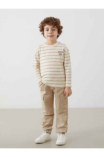 LC Waikiki Lcw Kids Textured Fabric Striped Boys T-Shirt