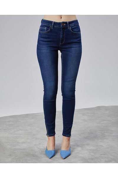 soBasic Skinny Lycra High Waist Leg Zipper Detailed Extra Stretch Jeans
