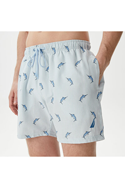 Nautica Erkek Mavi Standart Fit Mayo Şort