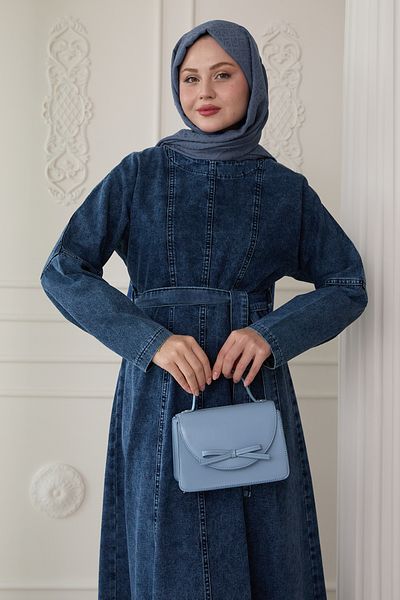InStyle Ανοιχτό μπλε τζιν φόρεμα με λεπτομέρεια από ραφές