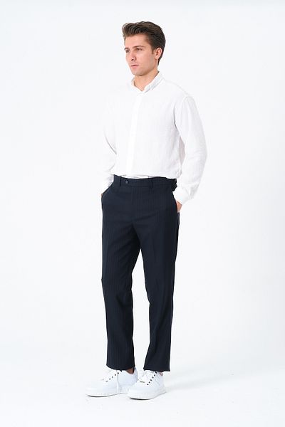 VALUE Navy Blue Classic Cut Fabric Men's Trousers
