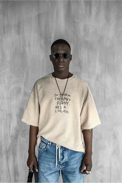 ablukaonline Ανδρικό μπλουζάκι Oversize Stone με χρωματική παράβαση