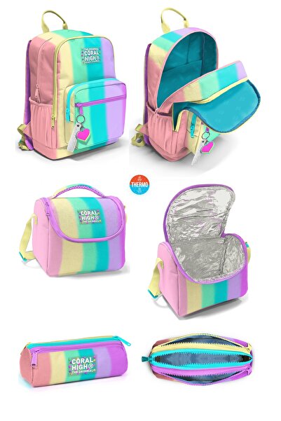 Coral High Pastel Renkler 3'lü SET Okul Sırt Çantası