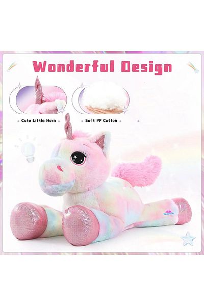 TuilzCo Multicolored Lying Plush Unicorn Horse Pony Toy 60 cm