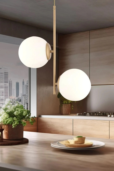RSCOLLECTIONS Malibu 2'li Eskitme Modern Koridor Genç Odası Mutfak Avize Gold...