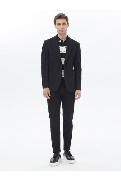 Kip Striped Modern Fit Cotton Blend Jacket