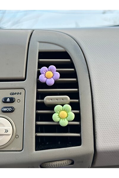 FESECRAFT 2'li Mini Yeşil Pembe Papatya Çiçeği Araba Klima Süsü Klips Süsleme...