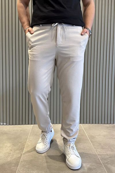 MİSHAR İTALİA Ανδρικό παντελόνι Jogger με φερμουάρ με πέτρινη μέση