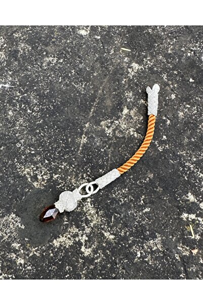 KAZZAZE Gümüş Kazaziye Renkli Zirkon Taş Modelli Tekli Kısa Tesbih Püskülü, K...