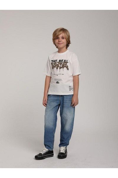 Zekids Tricou din bumbac scris The Real pentru băiat