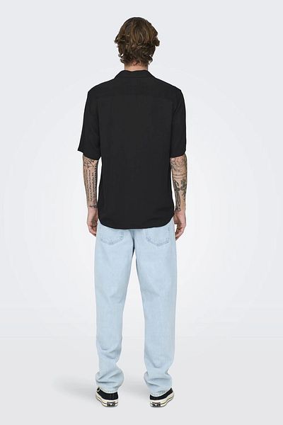 Only & Sons Черна мъжка риза Onsdash Life Reg Visc Res Ss 22024164