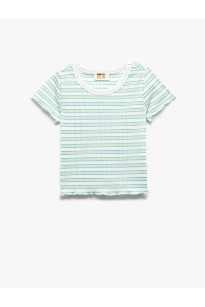 Koton Girl's Green Striped T-Shirt