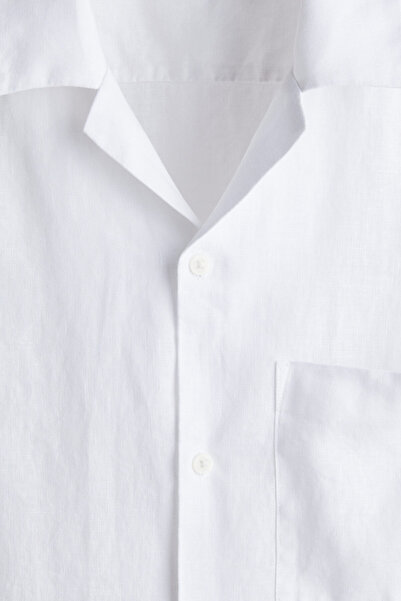 H&M Erkek Yaka Keten Gömlek Regular Fit
