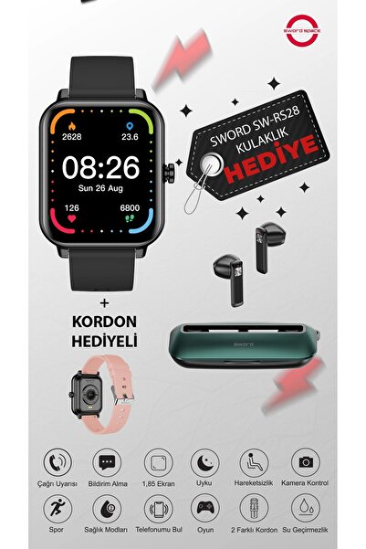 SWORD Career Akıllı Saat Kulaklık Hediye! iOS&Android Uyumlu Bildirim,Uyku Takibi,Spor,Sağlık IP67 S