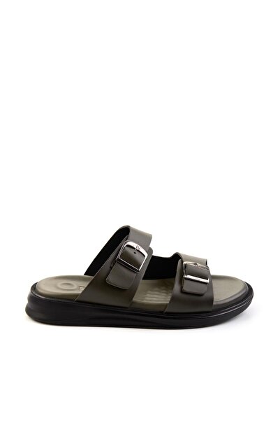 Bambi Haki Leather Erkek Terlik E04433408014