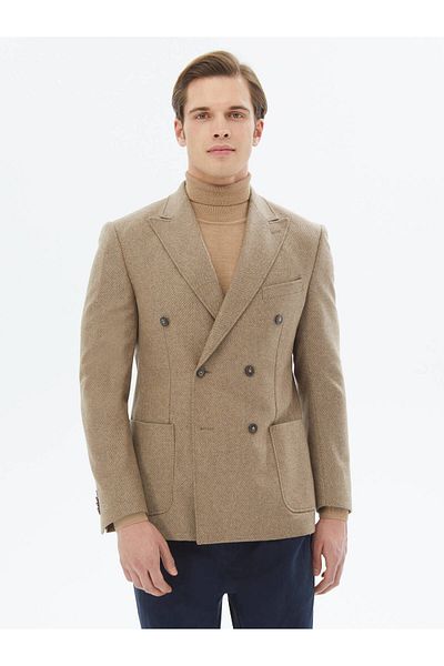 Kip Patterned Modern Fit Eco-friendly Wool Blend Jacket