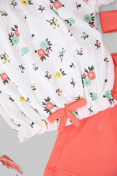 Egelite Baby Girl Bandana Summer Floral Printed Interlock Twill Fabric 6-9-12-18-24 Months Baby Set