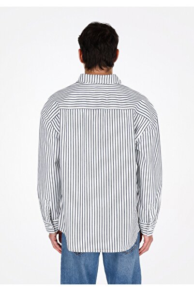 Colin's Cămașă cu mânecă lungă pentru bărbați, cu guler clasic, cu dungi