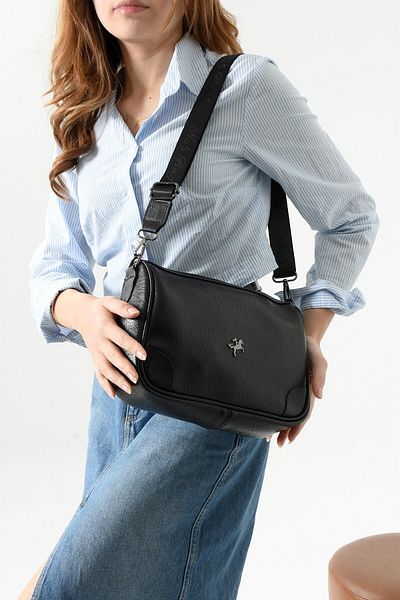 Getcho Dalot Women's Black Pu Leather Daily Shoulder Bag Large Volume Crossbody Bag with Adjustable Strap