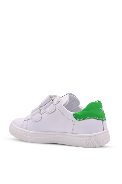 kids A more Papillon Double Velcro Leather Unisex Children's Shoes White-green