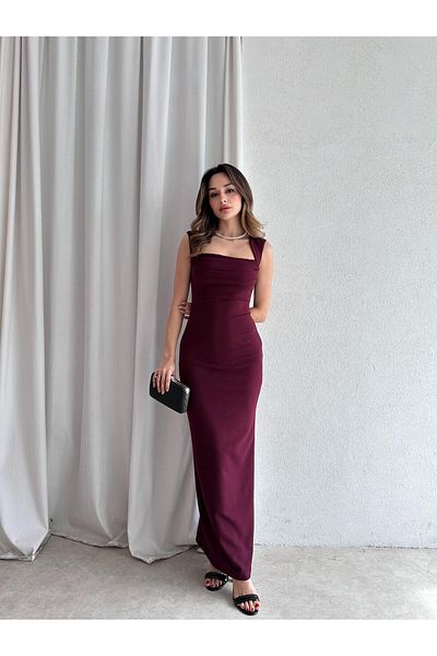 Mooi Butik فستان AROW ماكسي 2784 - أحمر كلاريت
