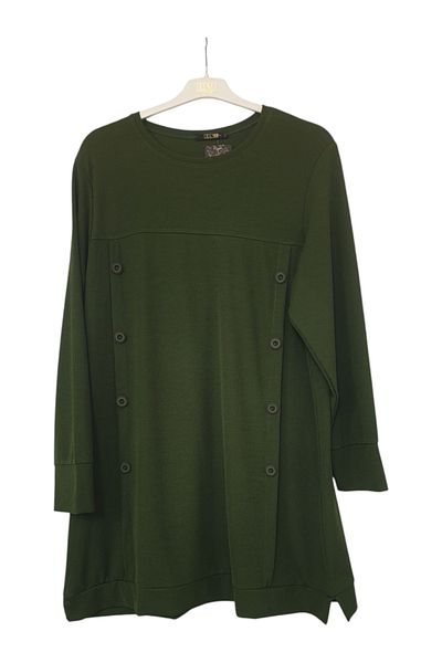 GGMM Large Size Twill Button Detail Tunic Length 90 cm