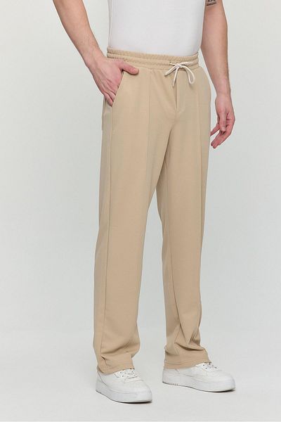 Polo State Men's Palazzo Baggy Casual Pants Ecru