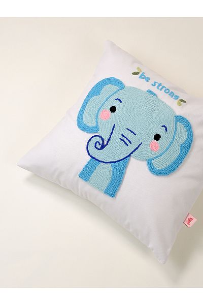 Galia Tasarım Galia Kids Elephant Figured Be Strong Mottolu Animal Figure Punch Throw Față de pernă