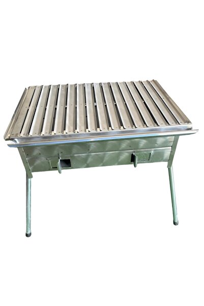 TOPSÖKEN Paslanmaz Kömürlü Mangal Havalandırmalı 28 X 50 Cm Portatif