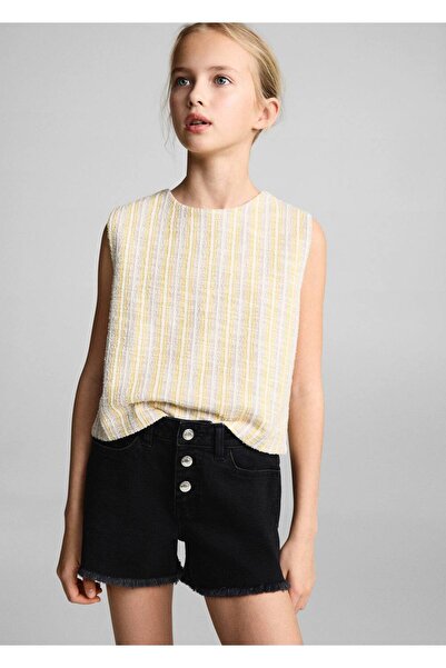 MANGO Kids Paçaları dikişsiz denim şort