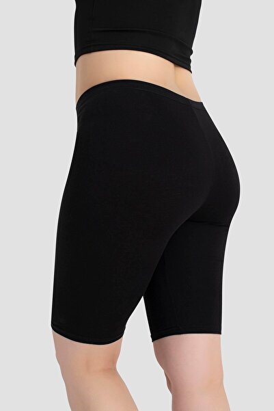 Arma Yıldız Women's Cotton over the Knee Short Leggings, Black 2-Pack