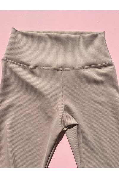 LEYNA BUTİK Women's Taşgri High Waist Ribbed Sports Leggings and Padded Crop Set
