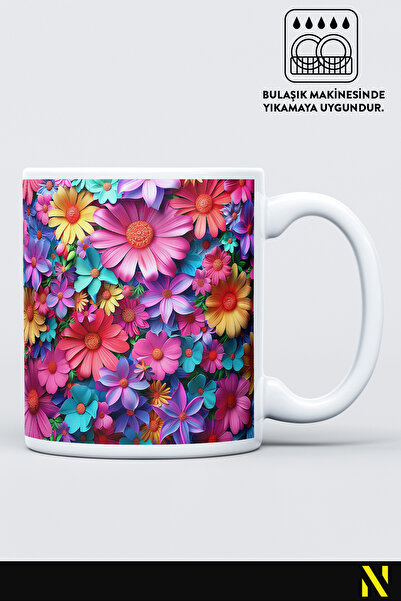 nilizma كوب ملون بنقشة الزهور – كوب سعة 330 مل |   تصميم أنيق ومتين