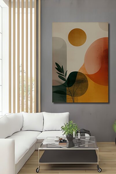 Teona Ahşap Bohem Sanat Daireler ve Bitki Yağlı Boya Görünümlü Ahşap Dekorati...