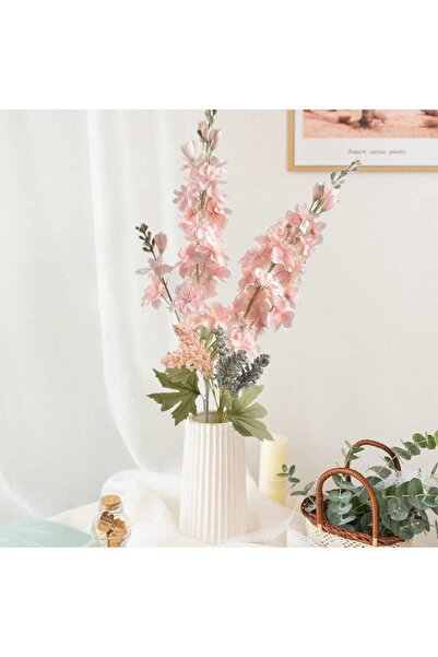 Nettenevime Yapay Çiçek Pembe Sümbül Tek Dal Tomurcuklu 85*15cm Kumaş Çiçek Uzun Dal