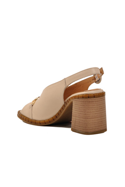 Venüs Beige Genuine Leather Women's Heeled Sandals 2511902 Y Z