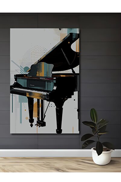 Teona Ahşap Piyano Modern Sanat Yağlı Boya Görünümlü Ahşap Dekoratif Dikdörtg...